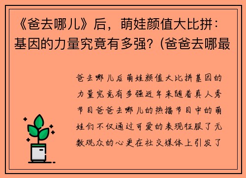 《爸去哪儿》后，萌娃颜值大比拼：基因的力量究竟有多强？(爸爸去哪最火的孩子)